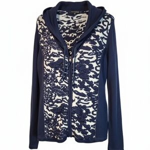 Women's Navy and White Cardigan Sweater